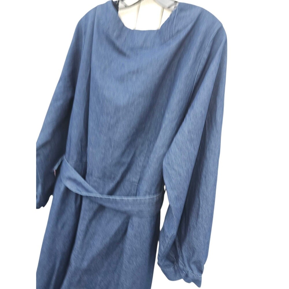 Ashley Stewart Woman Plus 18 Denim Jogger Jumpsuit Blue Dark Wash Belt Full Zip - Picture 7 of 15